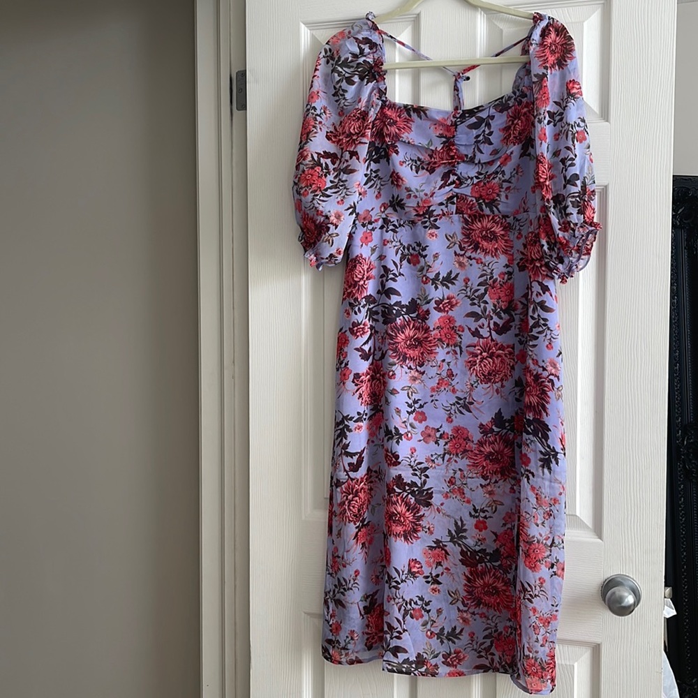 Lucy Paris Purple Ruffled Tiered Midi Dress